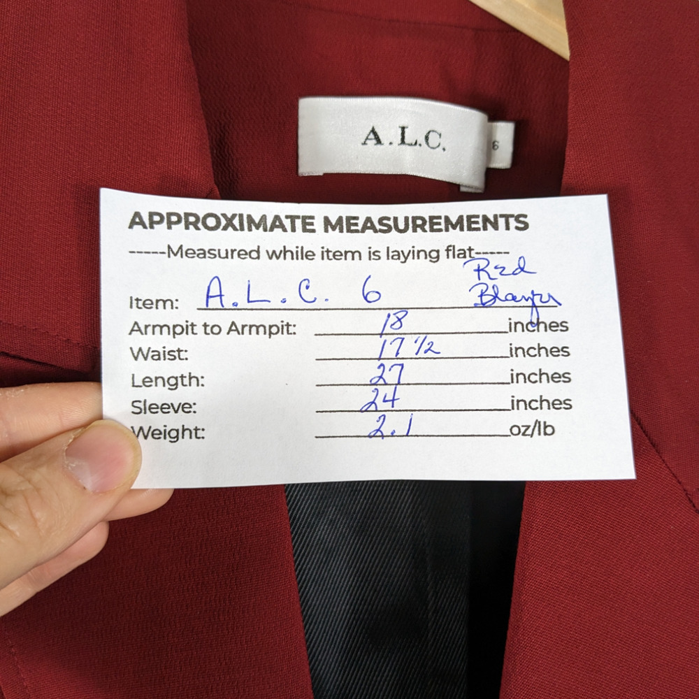 A.L.C. ALC Womens Blazer 6 Red Wool Button Up Front Pockets Unlined Jacket - Picture 8 of 9